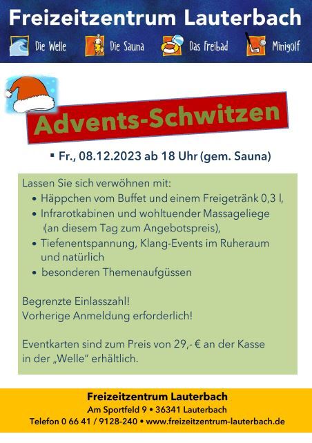 Sauna-Event Advents-Schwitzen Sauna-Event Advents-Schwitzen, Nikolaus