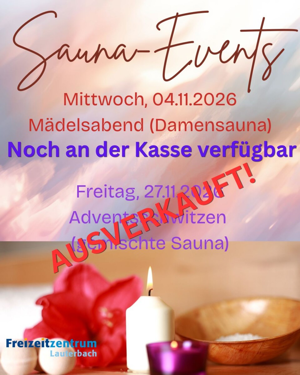 Vorverkauf für die Sauna-Events startet am 05.10.2026