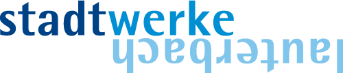 Logo der Stadtwerke Lauterbach in Dunkelblau, Blau und Hellblau